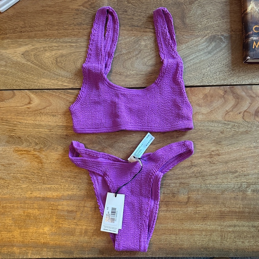 bond-eye Textured Purple Bikini Set